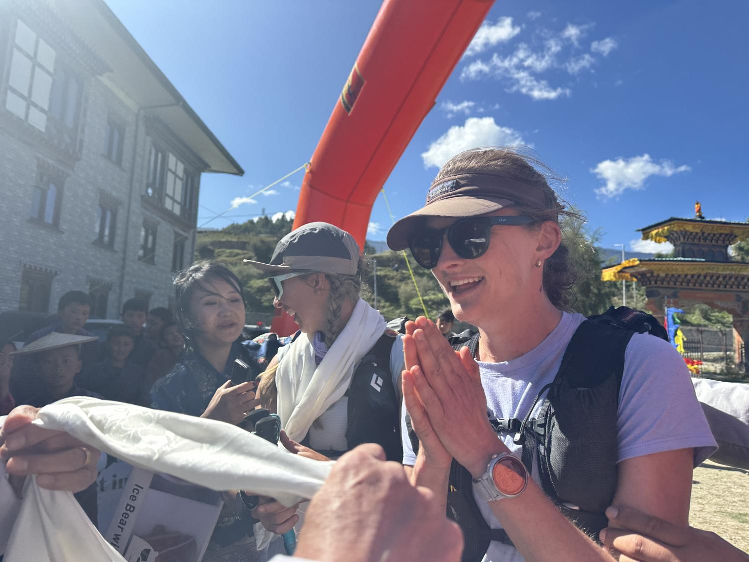 Clare Gallagher at Snowman Race finish line