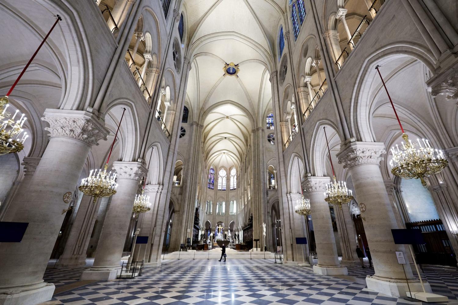 Interior aisle of restored Notre Dame de Paris