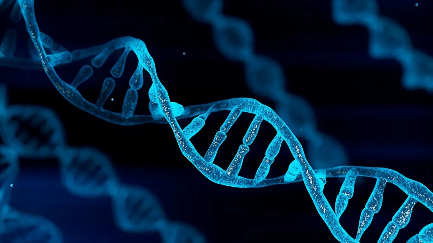 illustration of DNA strant in blue