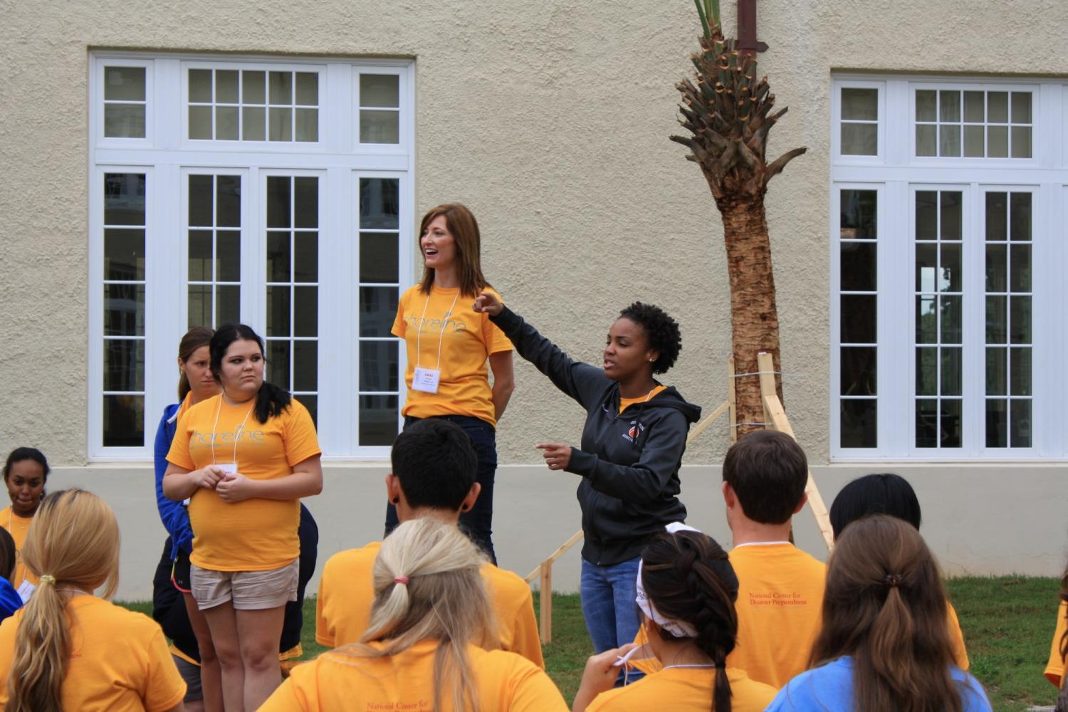 Lori Peek with adolescent participants in SHOREline program