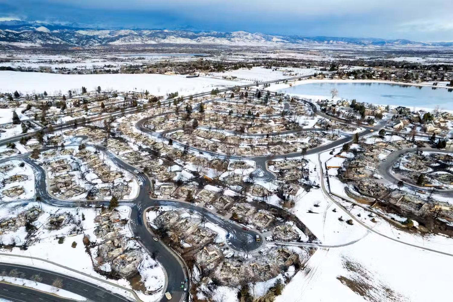 burned neighborhood in Louisville, Colorado, after Marshall Fire