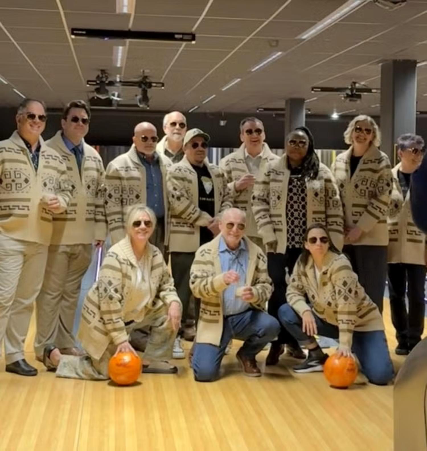 CU Boulder deans bowling and dressed as a character from The Big Lebowski