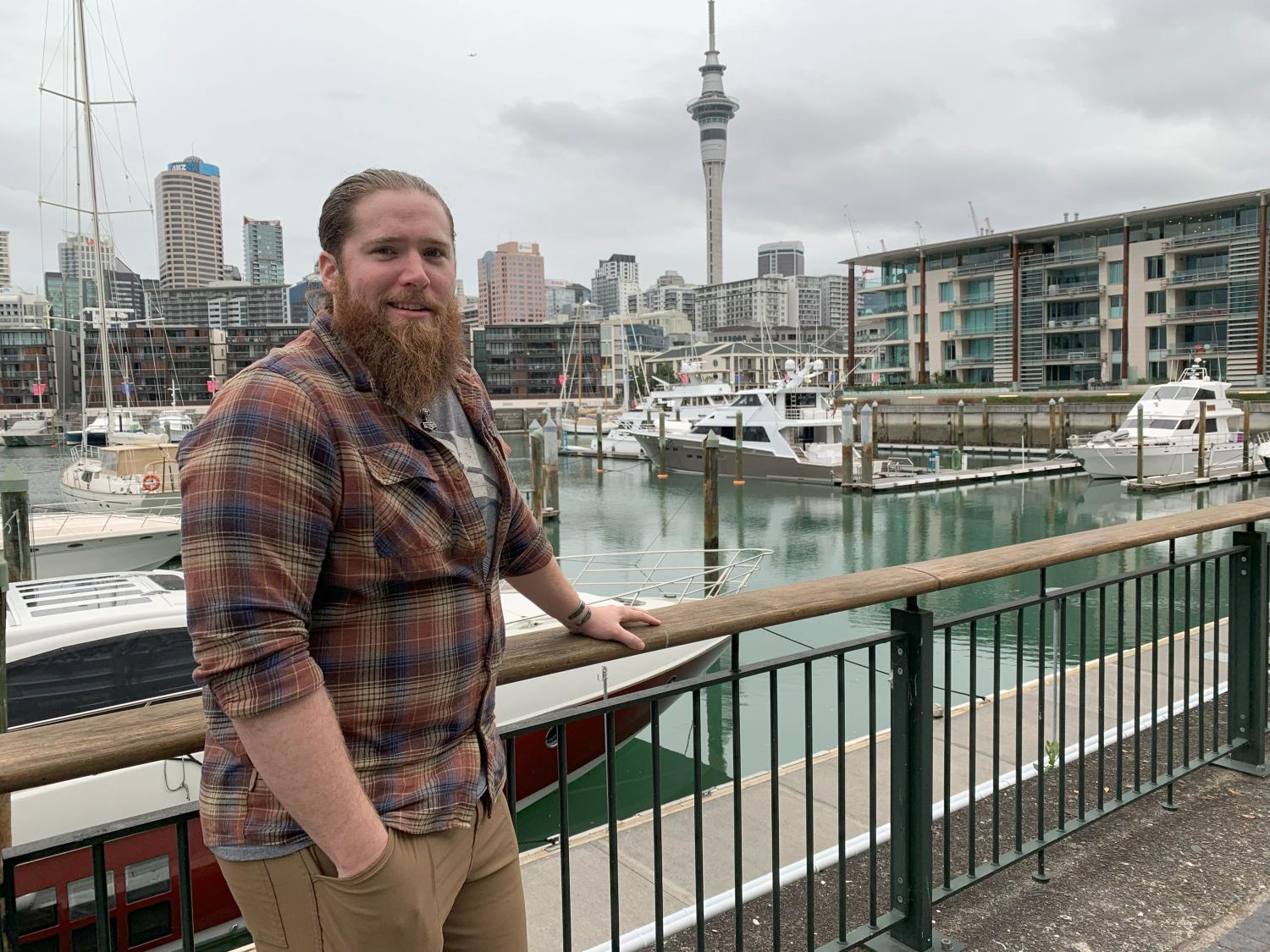 Benjamin Blume on canal in Europe