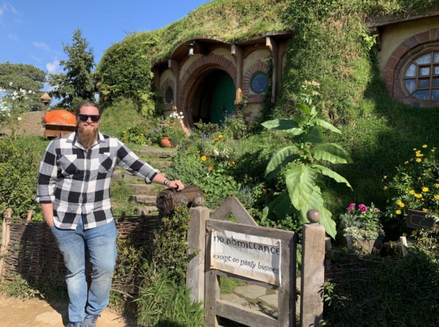 Benjamin Blume at Hobbit town in New Zealand