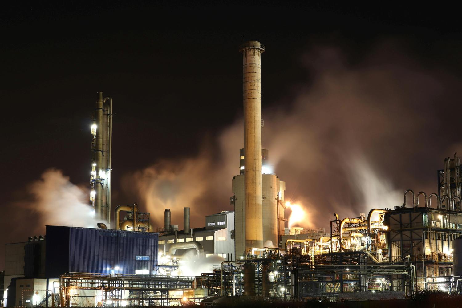 power plant at night