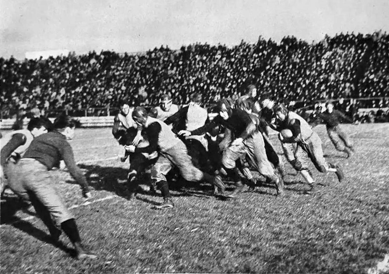Yale and Princeton playing football in November 1897