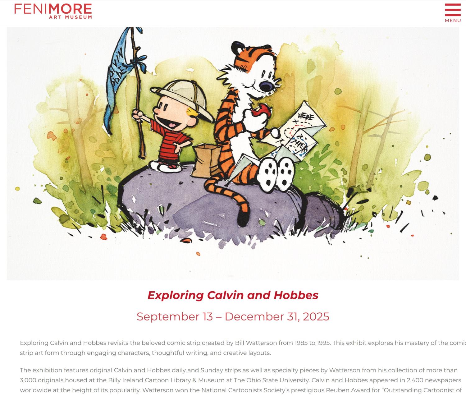 screengrab of Exploring Calvin and Hobbes exhibit