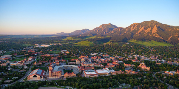 CU Boulder campus and Flatirons