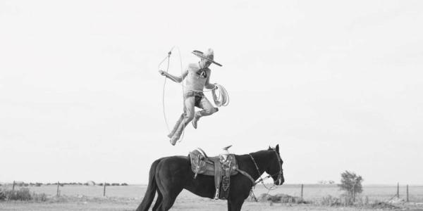 Mexican rodeo performer with horse
