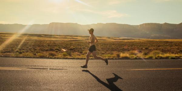 A man running in the road