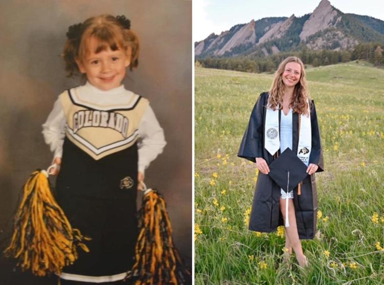 Ainsley Baker as child and CU graduate
