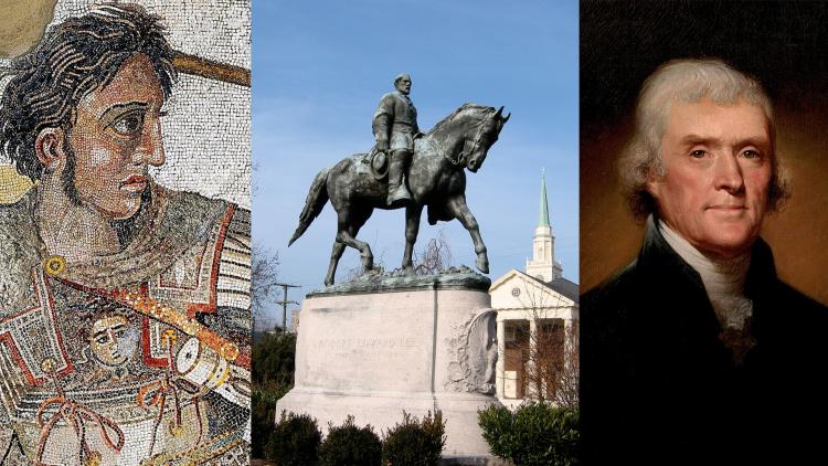 Images of Alexander the Great, Robert E. Lee and Thomas Jefferson