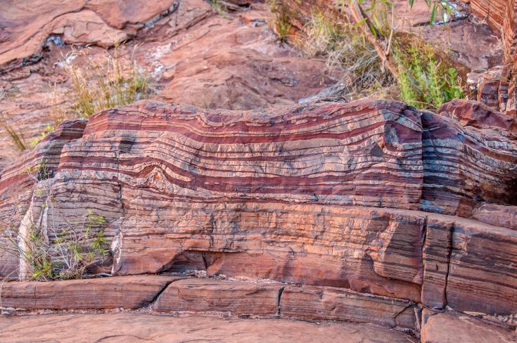 Banded Iron Formation at the Fortescue Falls in Australia