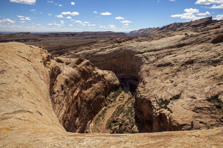 From the rim of Black Dragon Canyon one can look down into the canyon and also south along San Rafael Reef.