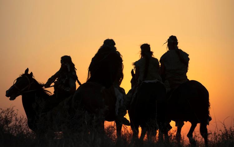 Re-enactment of Botai horsemen