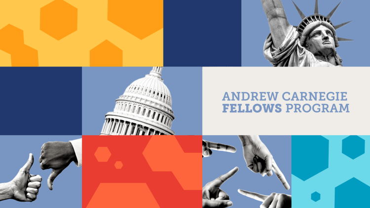 Carnegie Fellows logo with political images