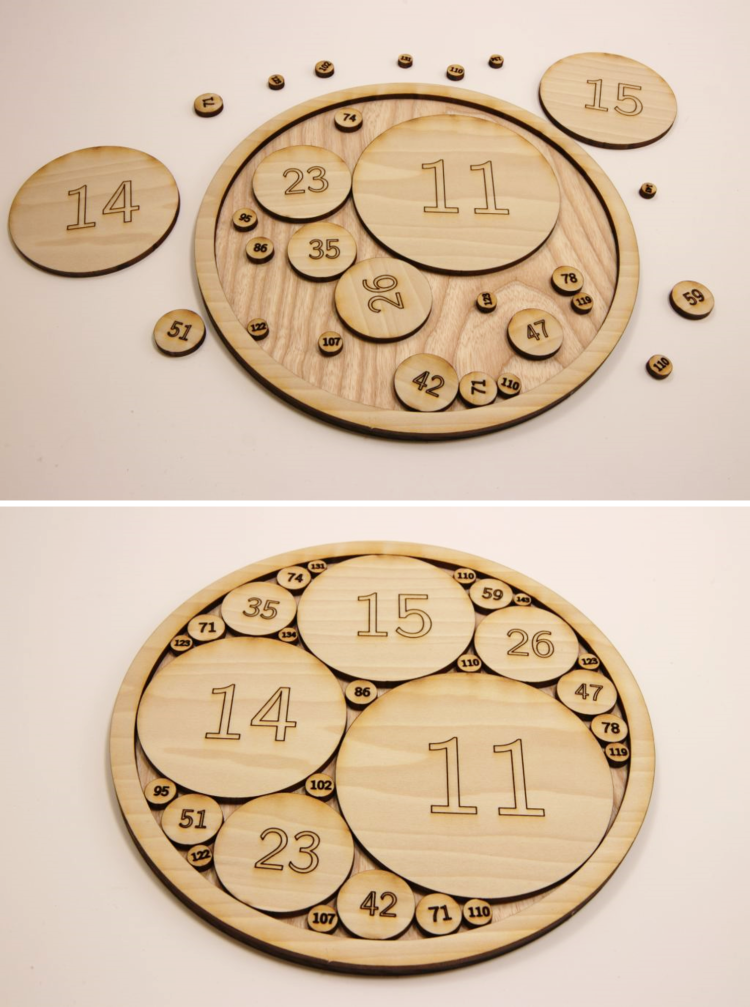 Apollonian circle packings made of laser-cut wood