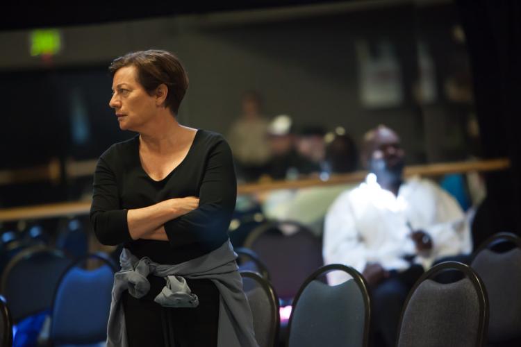 Lisa Wolpe directs a rehearsal for Twelfth Night
