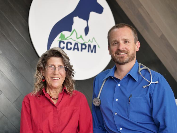 CU Boulder neuroscientist Linda Watkins and veterinary pain specialist Dr. Rob Landry.