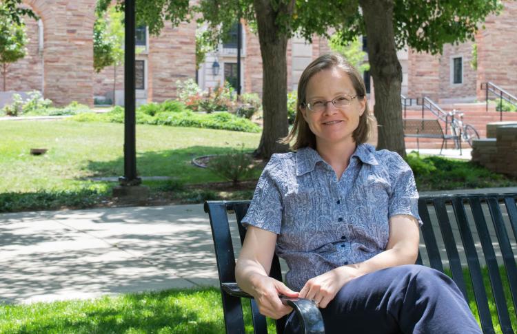 Dr. Kathy Perkins, the Director of PhET Interactive Simulations, sits for a photo.