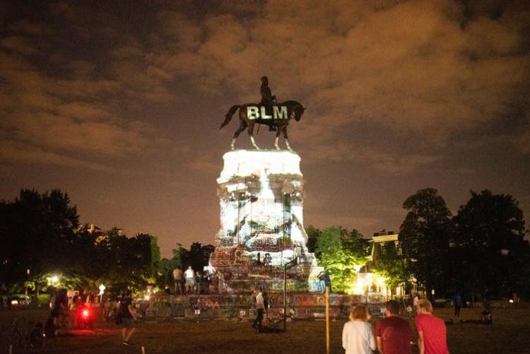 Protesters against police violence and racism continue to rally at the Richmond, Virginia monument to Confederate General Robert E. Lee. Zach D Roberts/NurPhoto via Getty Images