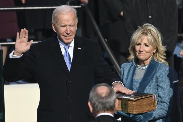 President Joe Biden being sworn in