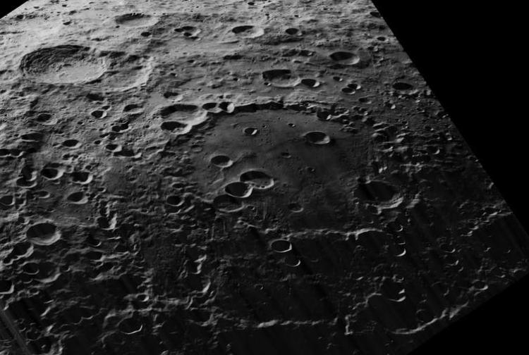 Innumerable craters can be seen on the surface of the Moon