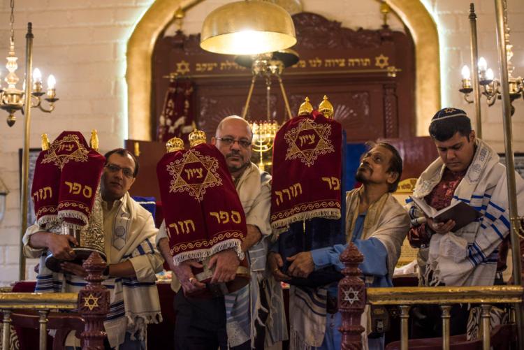 Worshippers celebrate the Jewish new year, Rosh Hashana, at Shaare Rason Synagogue in Mumbai, India.