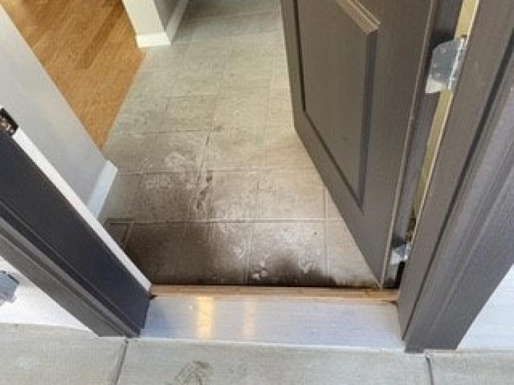 Residual burn area inside home.