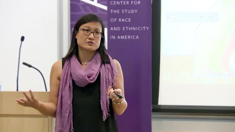 Jennifer Ho giving a speech.