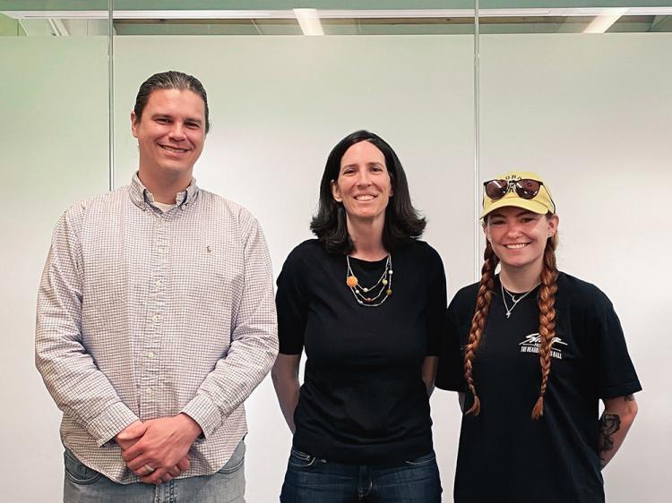 Julie Comerford, middle, and her two undergraduate interns.