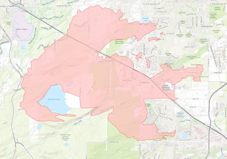 Map of the Marshall Fire