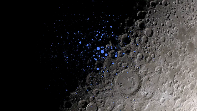 Highlighted moon craters