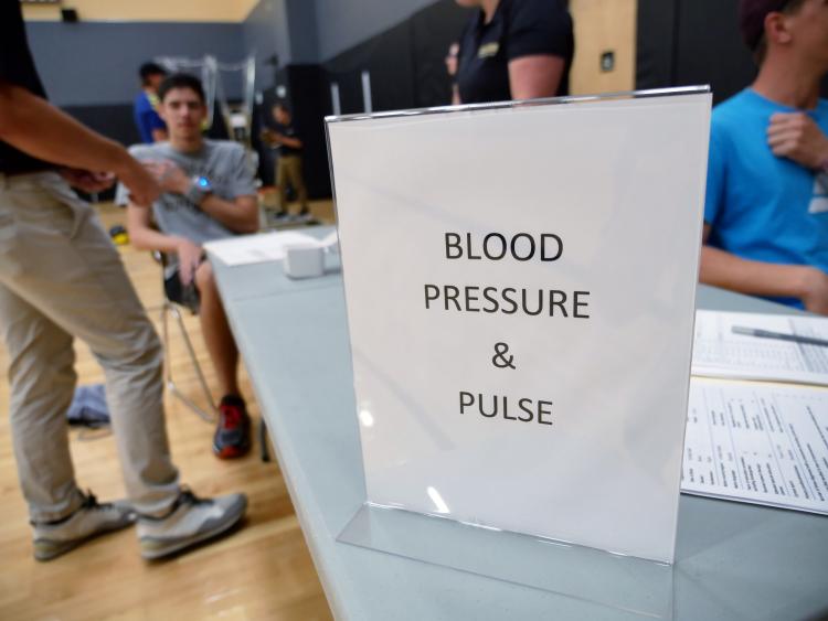 Freshmen student athletes are tested during on-boarding for athletic programs at CU Boulder. CU Boulder athletes have the option of participating in comprehensive health studies during the course of their student careers and beyond funded by grants from the Pac-12. (Photo by Glenn Asakawa/University of Colorado)