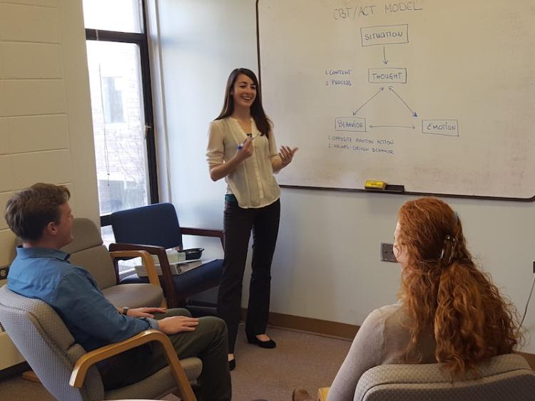 Psychology graduate students at the RDS Center discuss bipolar treatment options.