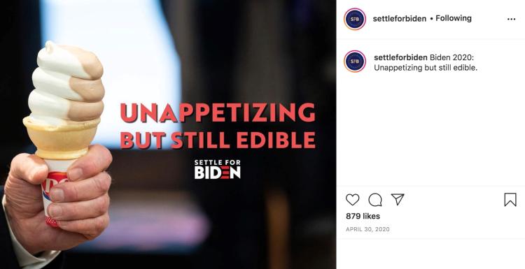 Settle for Biden campaign Instagram post