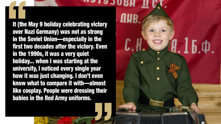 Child dressed in the Red Army uniforms