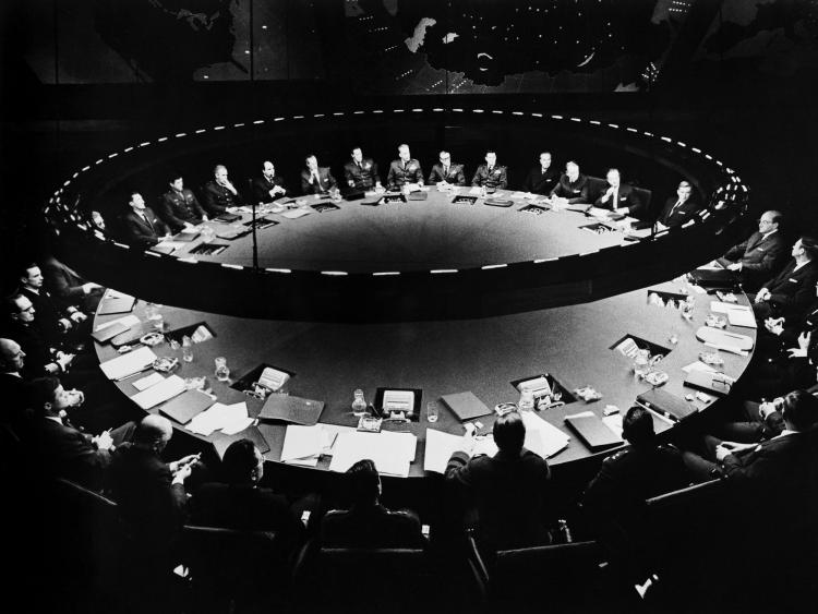 Round table scene from "Dr. Strangelove"