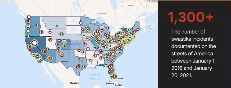 Map of swastika incidents in United States