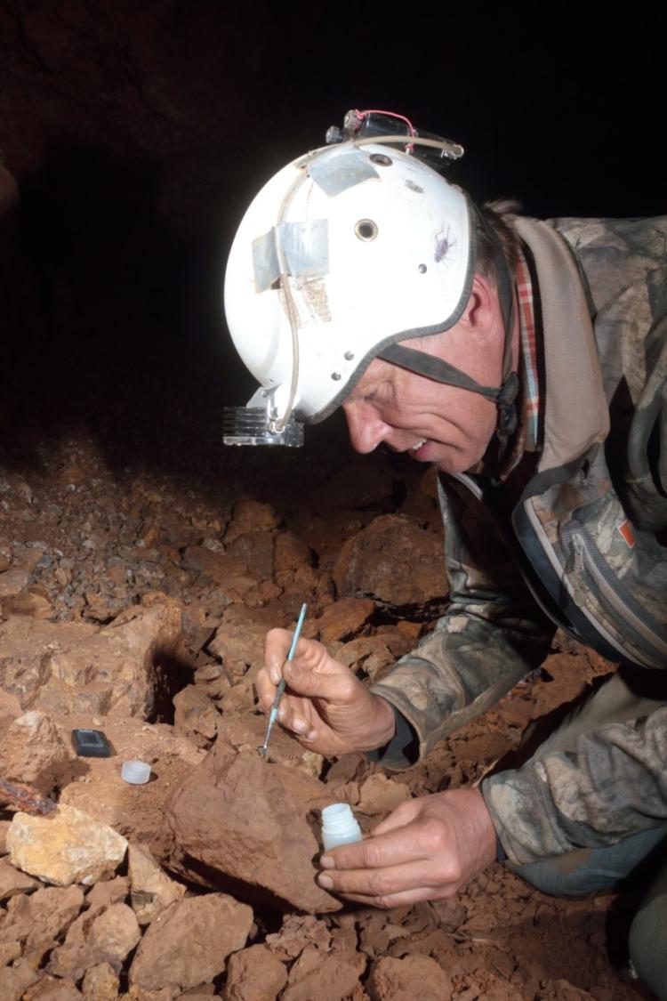thumbnail_#1 David Steinmann collecting new species of cave life- by Norman R. Thompson