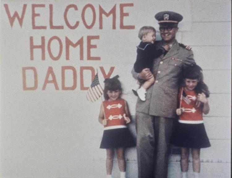 Peter Steinhauer with children after returning from Vietnam War