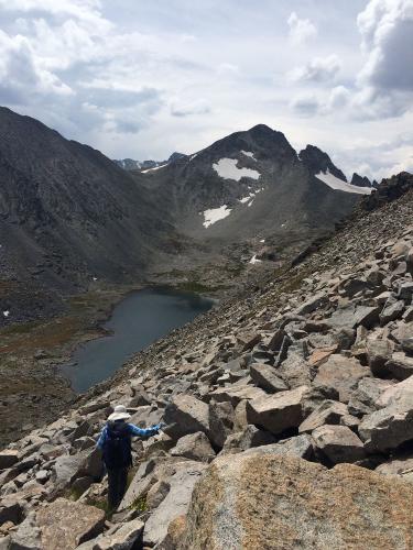 Photograph of a researcher climbing in the Colorado alpine