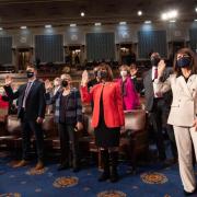 Members of the 117th Congress of the United States are sworn in at the Capitol in January 2021.