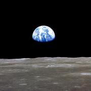 Earthrise over moon captured by Apolo 11