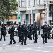 Police presence during a protest