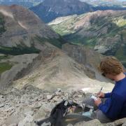 Alumnus Noah McCorkel collects samples for his honor’s thesis in thermochronology on Whiterock Mountain in Colorado’s Elk Range near Crested Butte.