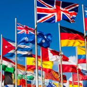 International flags on flagpoles