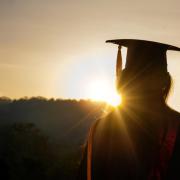 Student looking towards the sun