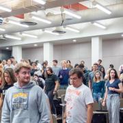 Students in an Arts and Sciences History 1509 class at the Eaton Humanities Building.