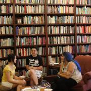 The Helen Carpenter Reading Room in the historic Hazel Gates Woodruff Cottage, home to the Department of Women and Gender Studies, houses a large collection of books and journals on women, gender and sexuality. Photo by Laura Kriho.